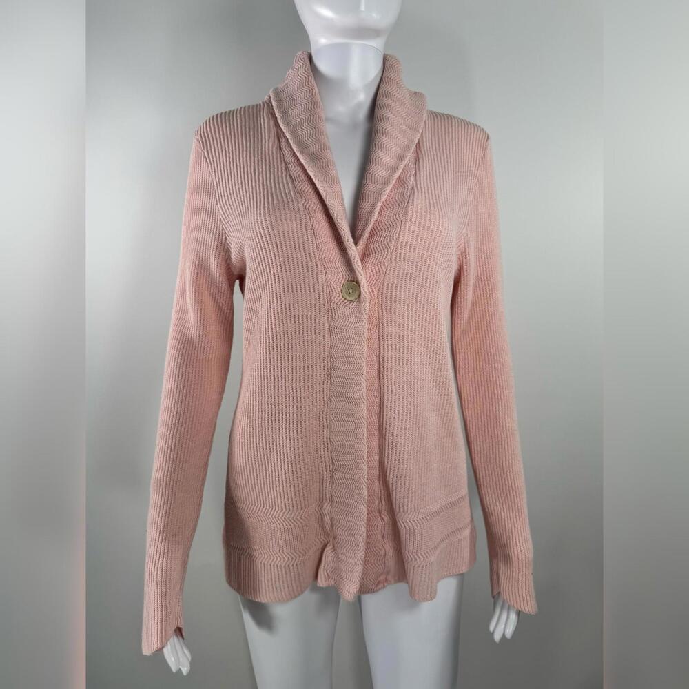 American Living Women’s Size Medium Light Pink Linen Cotton Blend Knit Cardigan